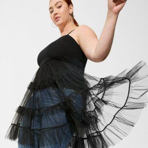NWT Torrid Challis And Mesh Tiered Sleeveless Top